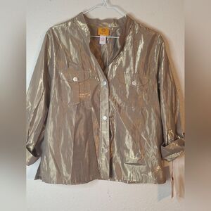 Ruby Rd. Gold button down shirt size 12 NWT